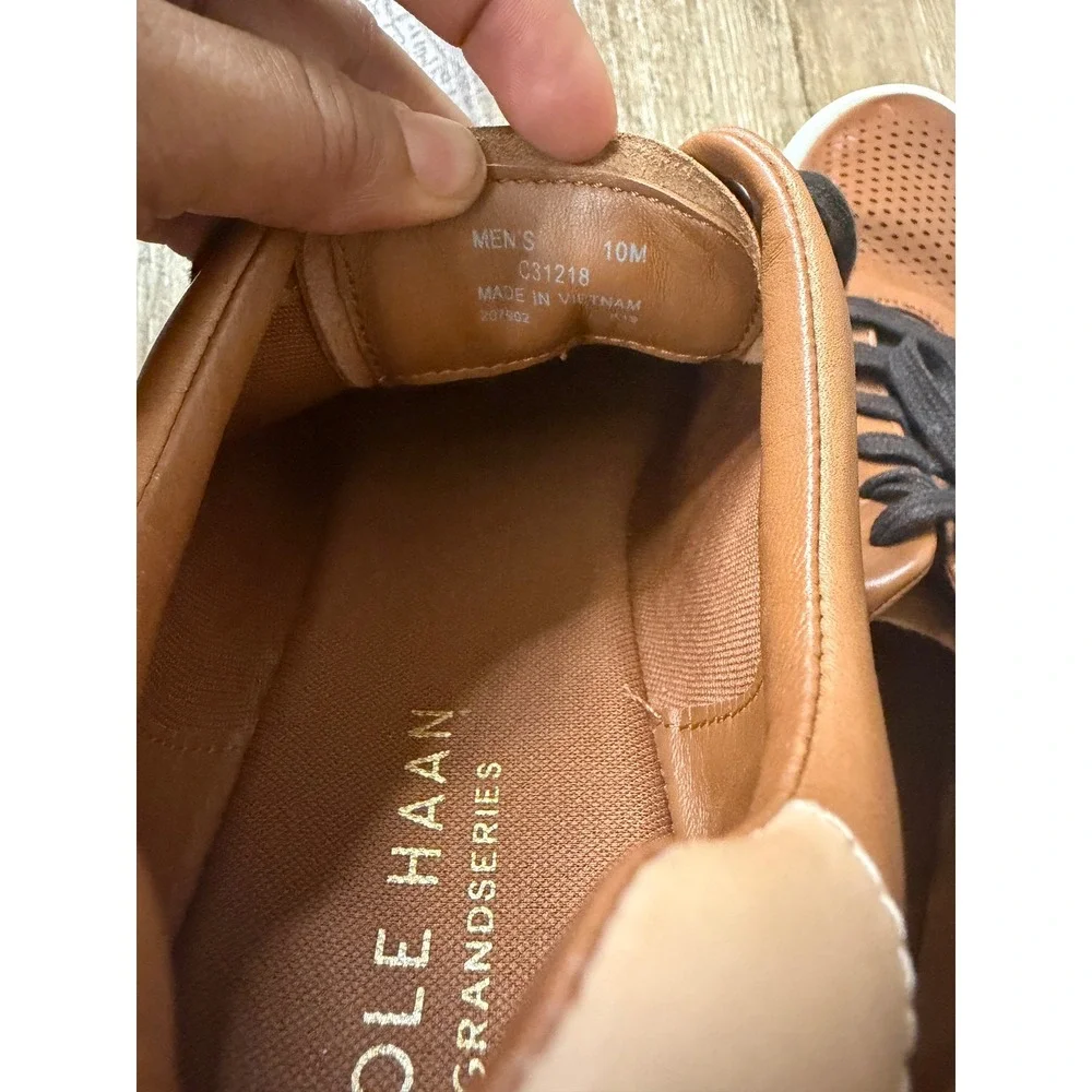 Cole Haan Grand Crosscourt Perforated Leather Sneakers British Tan Mens 10